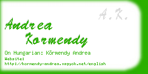 andrea kormendy business card