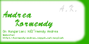 andrea kormendy business card
